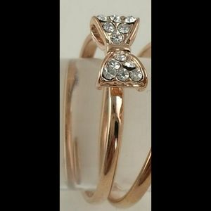 Rose Gold Crystal Bow Adjustable Ring